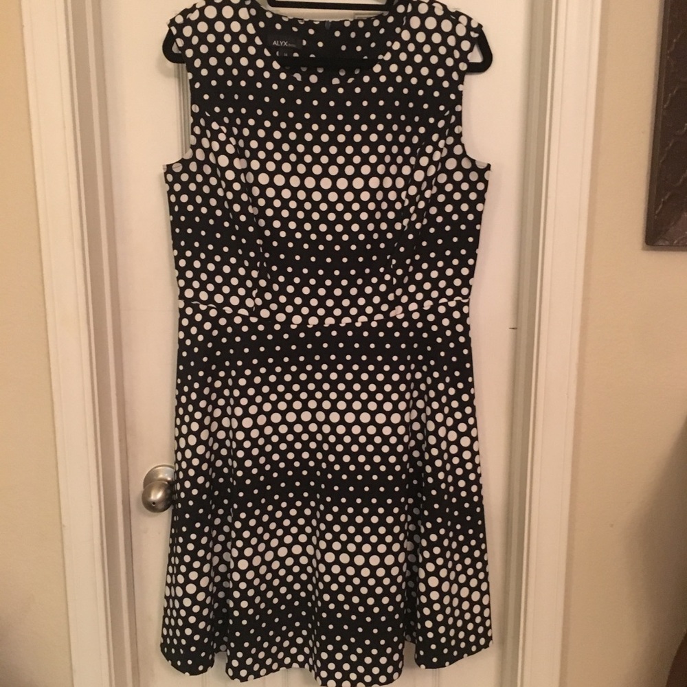 EUC Alyx Black White Polka Dot Skater Dress 14